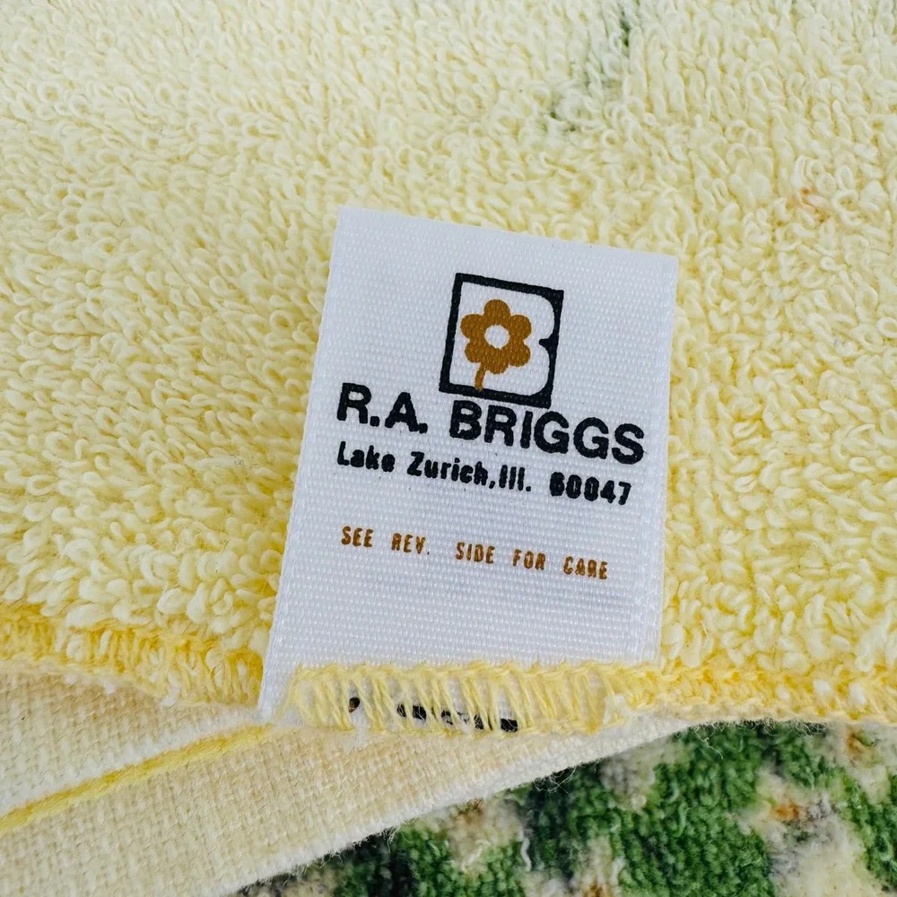 Vintage RA Briggs Yellow Rose Floral Towel Set 6pc Cotton Made in USA Retro MCM